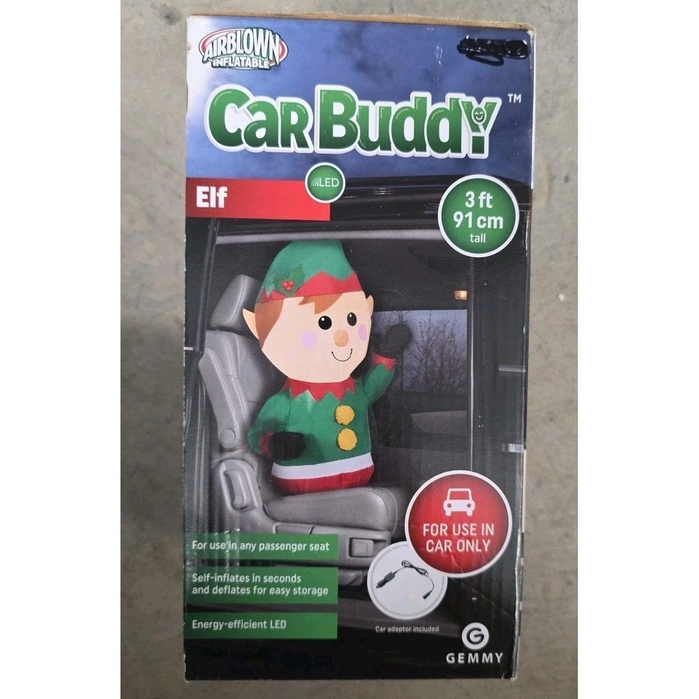 NEW‎ Airblown Inflatables Elf Car Buddy. 3 feet tall LED Lights